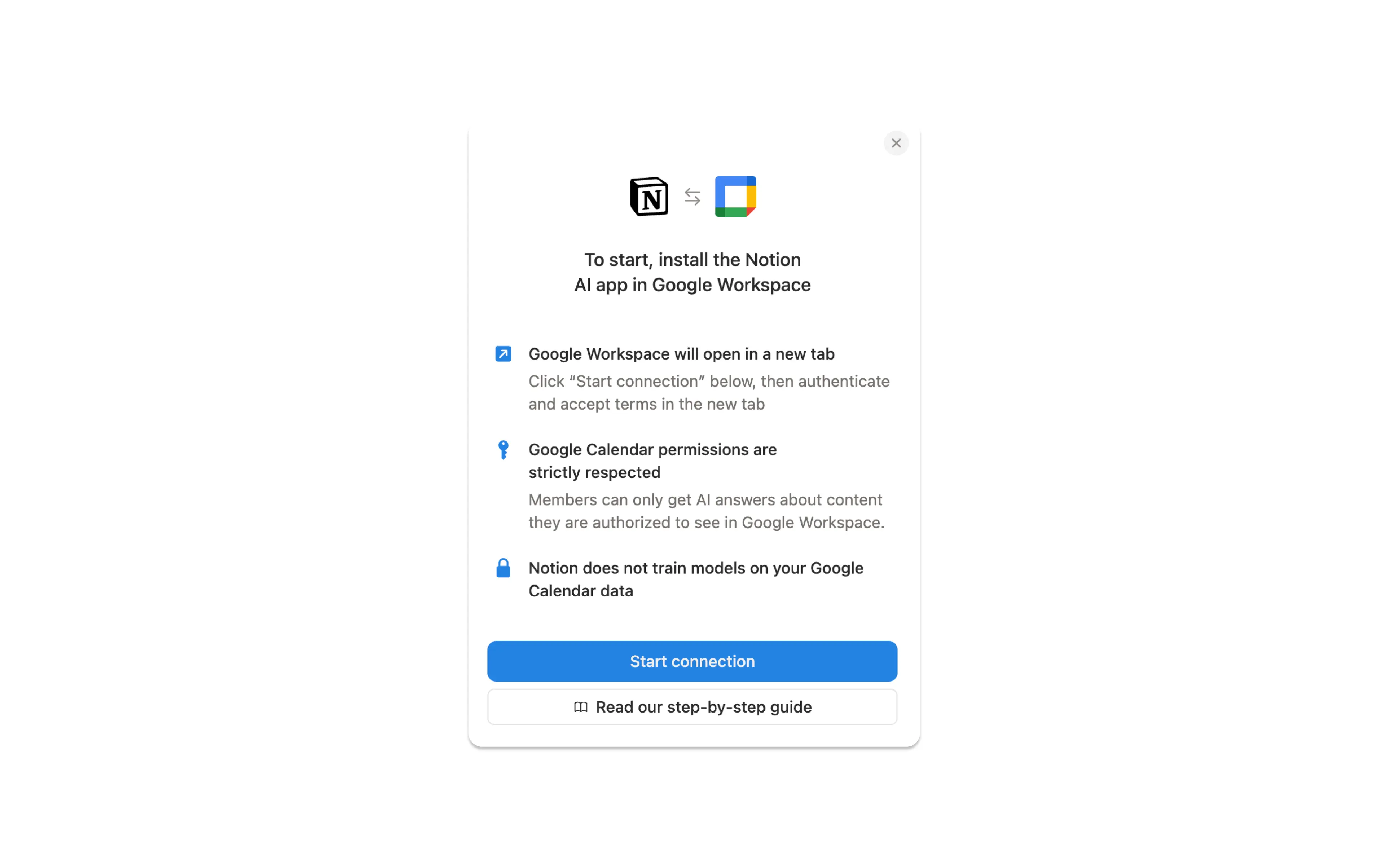 hc: google calendar ai connector start setup
