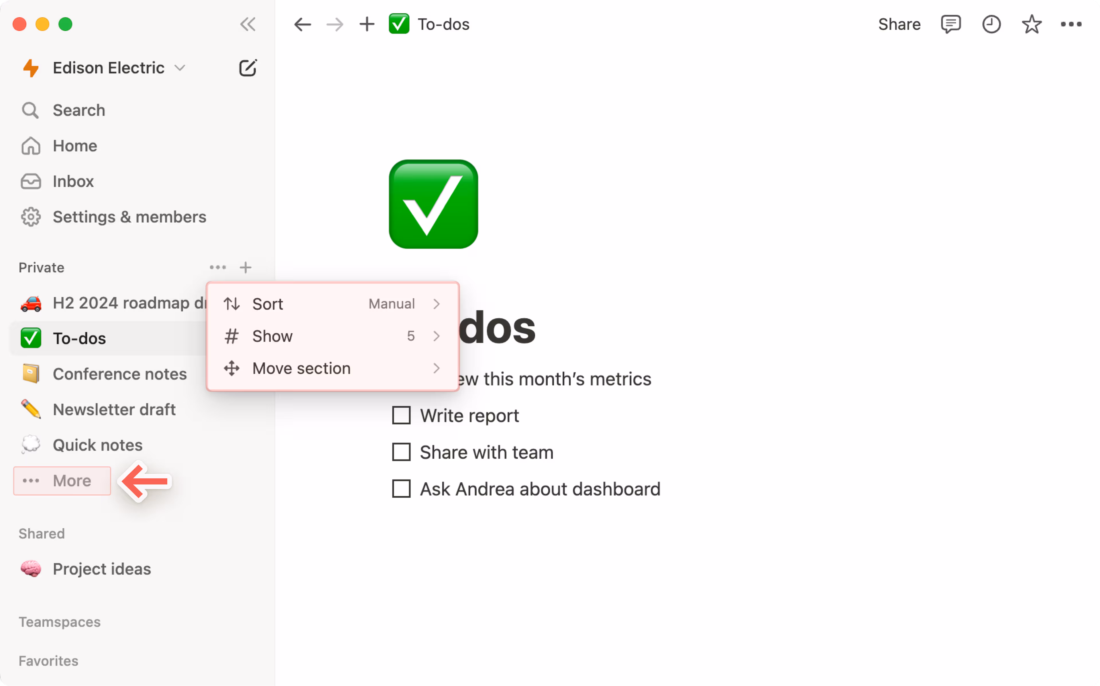 hc: sidebar section settings