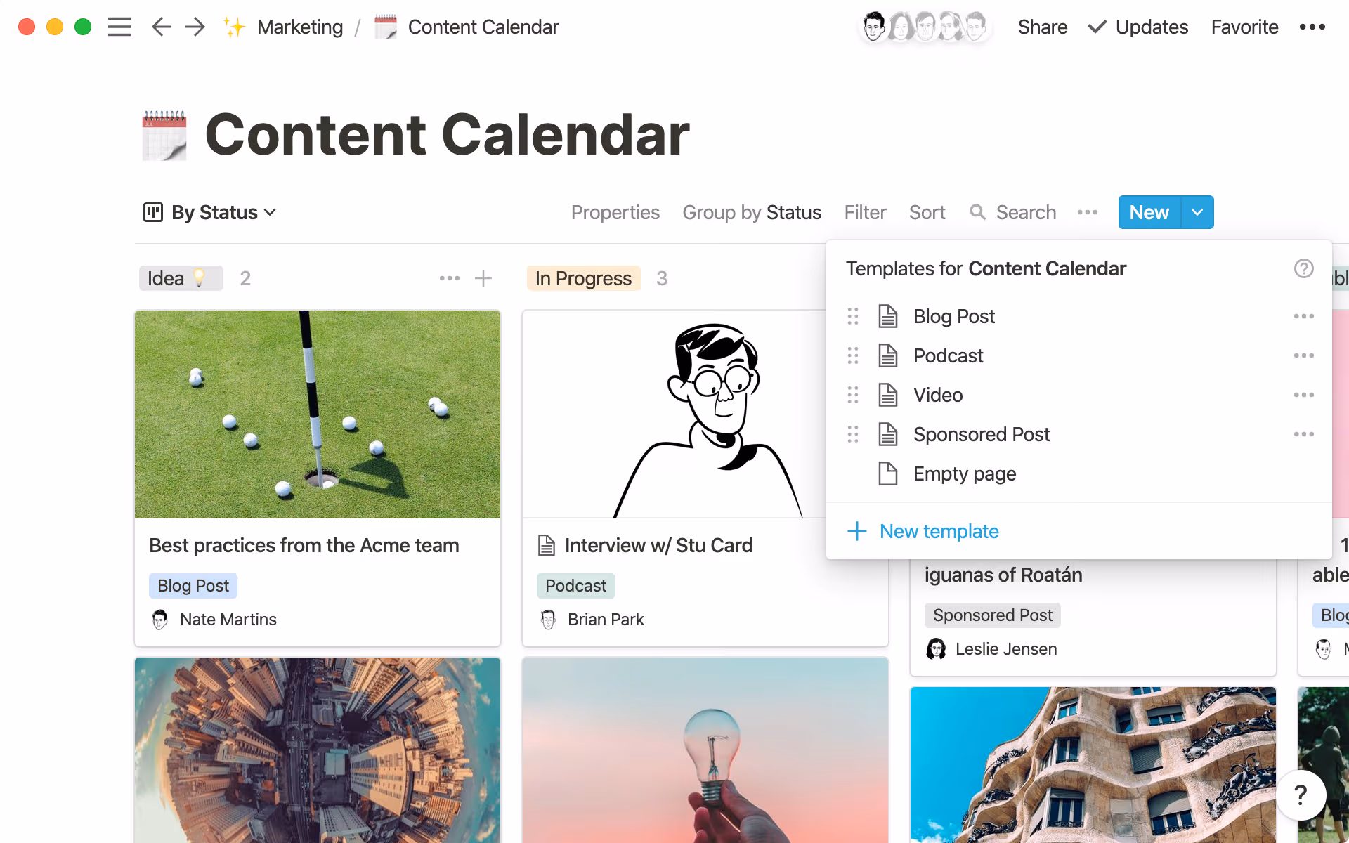 Create a template for each type of content your team is making.