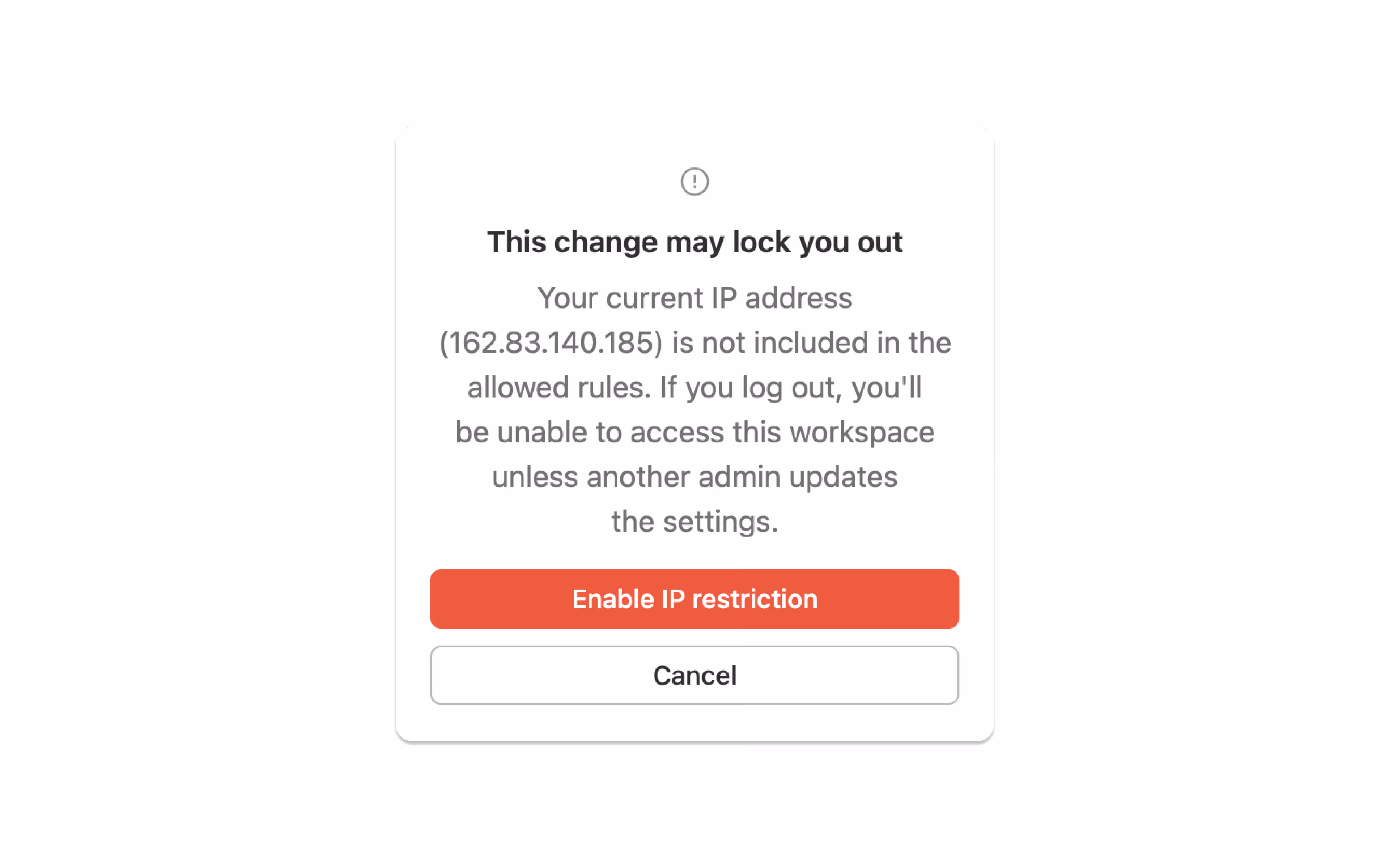 hc: restricted ip address login error