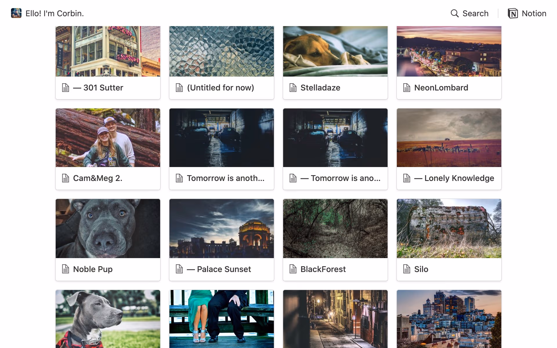 Corbin embeds many different kinds of files in his visual portfolio with one click.