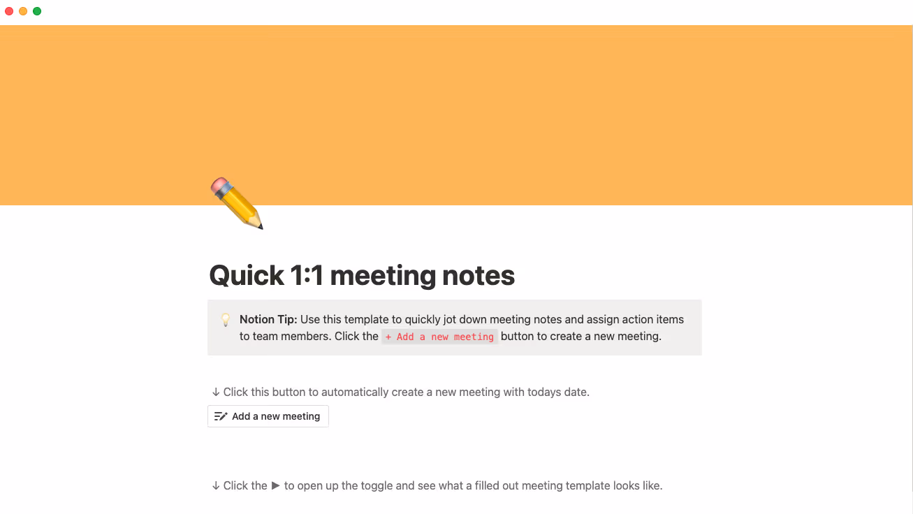 Quick 1:1 meeting notes template