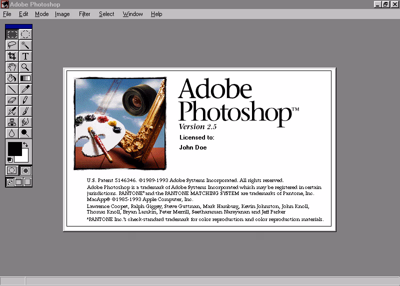 Photoshop 2.5 in 1992. Image from Twitter.