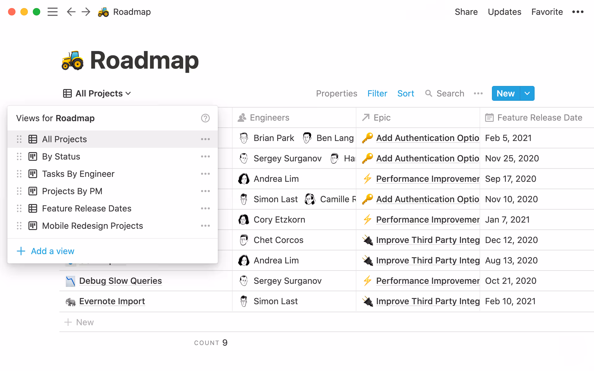 Notion product roadmap