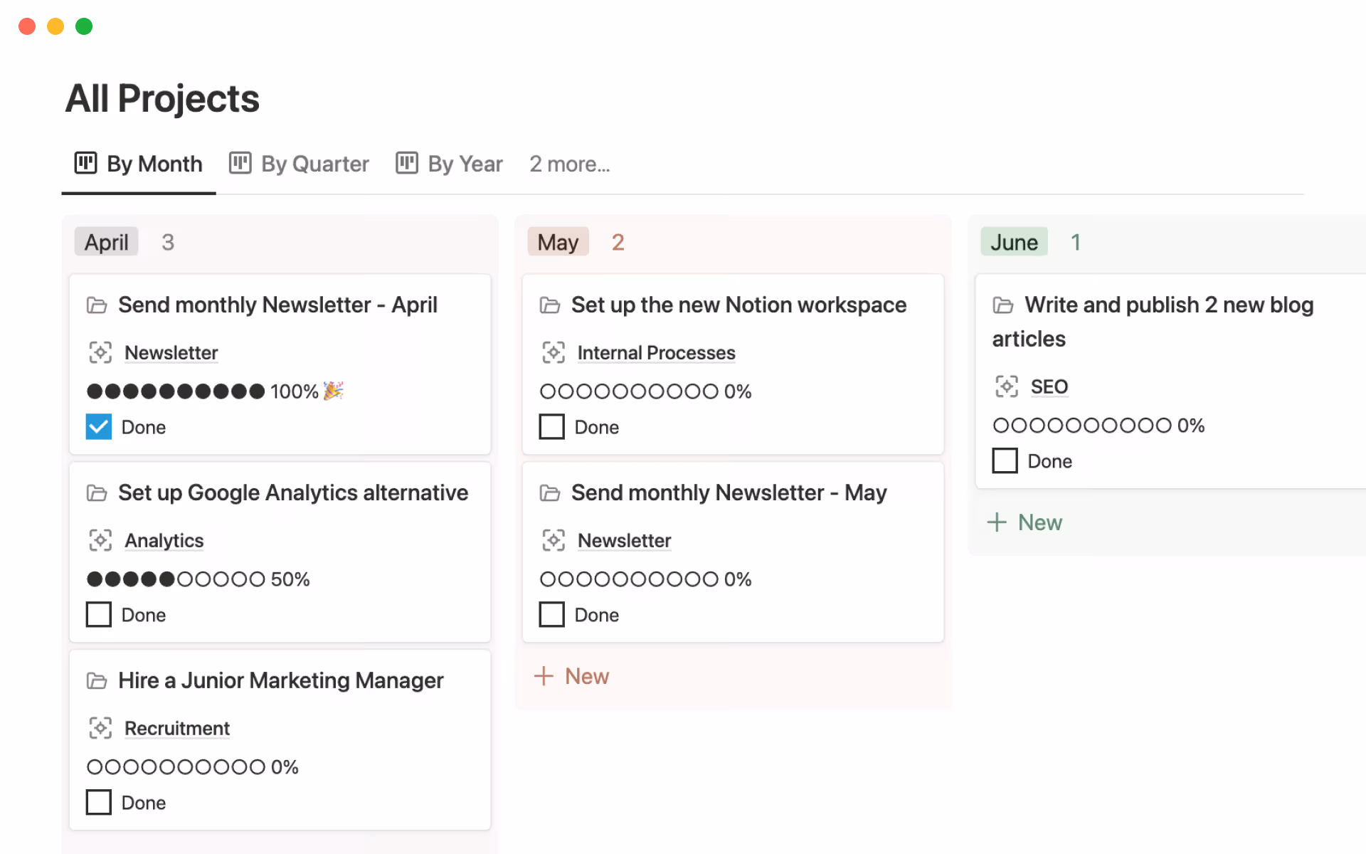 Project Baseline - All Projects Notion