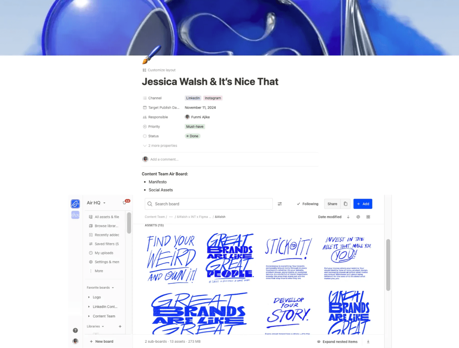 I embed Air boards directly into campaign docs to keep everything in one place.